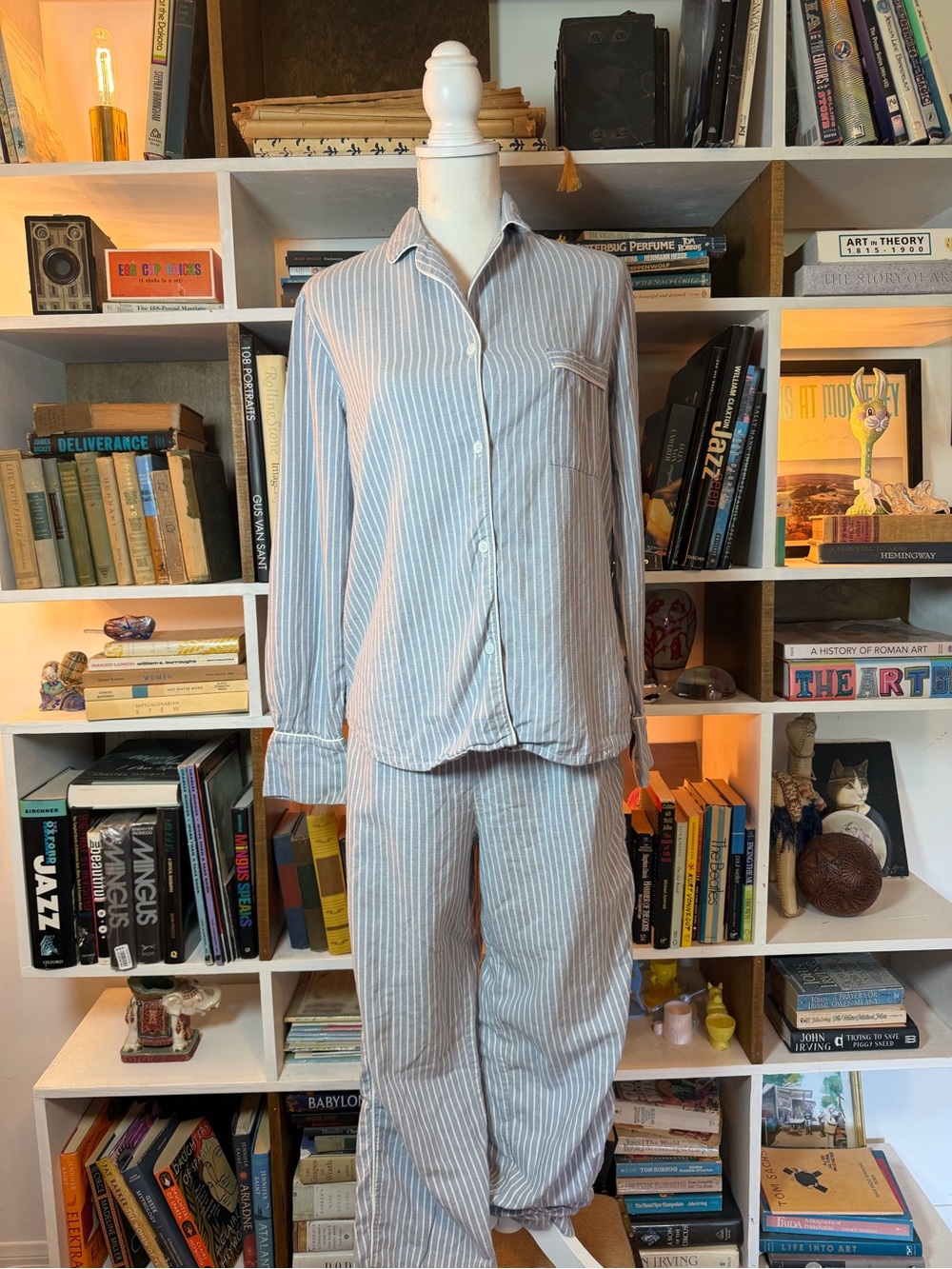 Three J Nyc Blue & White Striped Pajama Set